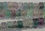 CFL471 15.5 inches 6*8mm carved rondelle natural fluorite beads