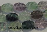 CFL475 15.5 inches 10*14mm carved rice natural fluorite beads