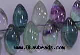 CFL701 Top-drilled 9*18mm marquise natural fluorite beads wholesale