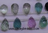 CFL709 Top-drilled 10*14mm faceted teardrop natural fluorite beads