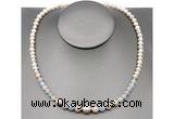 CFN102 potato white freshwater pearl & morganite necklace, 16 - 24 inches