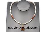 CFN152 baroque white freshwater pearl & moonstone necklace with pendant