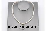 CFN161 baroque white freshwater pearl & white moonstone necklace with pendant