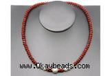 CFN212 4*6mm faceted rondelle red jasper & potato white freshwater pearl necklace