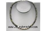 CFN214 4*6mm faceted rondelle dragon blood jasper & potato white freshwater pearl necklace