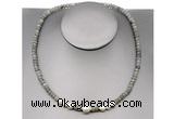 CFN218 4*6mm faceted rondelle labradorite & potato white freshwater pearl necklace