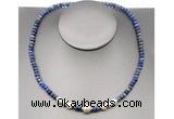 CFN220 4*6mm faceted rondelle lapis lazuli & potato white freshwater pearl necklace