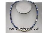 CFN221 4*6mm faceted rondelle sodalite & potato white freshwater pearl necklace