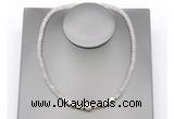 CFN229 4*6mm faceted rondelle rose quartz & potato white freshwater pearl necklace