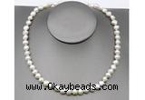 CFN23 8mm - 9mm baroque white freshwater pearl necklace, 16 - 54 inches