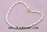 CFN302 16 - 24 inches 9mm - 10mm rice white freshwater pearl necklace