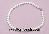 CFN594 Hand -knotted 9mm - 10mm potato white freshwater pearl necklace