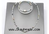 CFN620 4mm faceted round amazonite & potato white freshwater pearl jewelry set