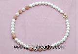 CFN718 9mm - 10mm potato white freshwater pearl & moonstone necklace