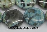 CFS108 15.5 inches 25mm flat round blue feldspar gemstone beads