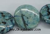 CFS109 15.5 inches 30mm flat round blue feldspar gemstone beads