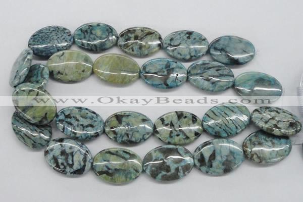 CFS114 15.5 inches 25*35mm oval blue feldspar gemstone beads