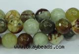 CFW04 15.5 inches 10mm faceted round flower jade beads wholesale