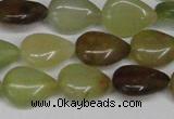 CFW121 15.5 inches 12*16mm flat teardrop flower jade gemstone beads