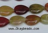 CFW122 15.5 inches 12*16mm flat teardrop flower jade gemstone beads