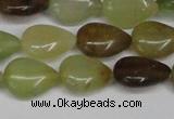 CFW123 15.5 inches 13*18mm flat teardrop flower jade gemstone beads