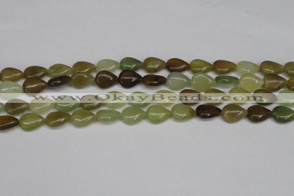 CFW123 15.5 inches 13*18mm flat teardrop flower jade gemstone beads