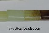 CFW143 15.5 inches 13*18mm flat tube flower jade gemstone beads