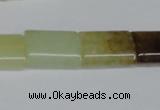 CFW144 15.5 inches 15*20mm flat tube flower jade gemstone beads