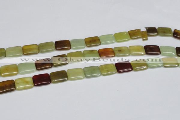 CFW150 15.5 inches 13*18mm rectangle flower jade gemstone beads