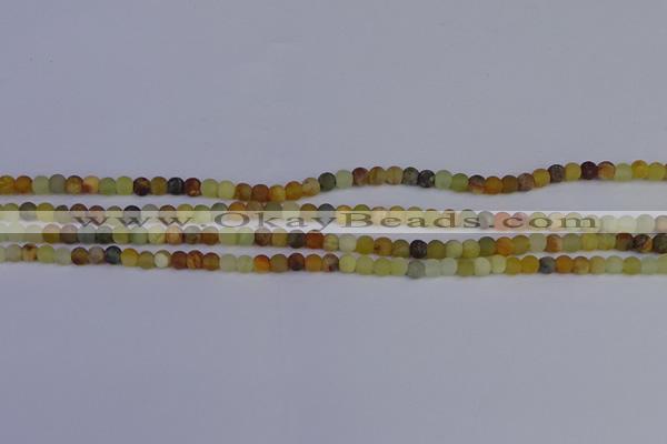 CFW200 15.5 inches 4mm round matte flower jade beads wholesale