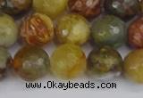 CFW213 15.5 inches 10mm faceted round flower jade beads