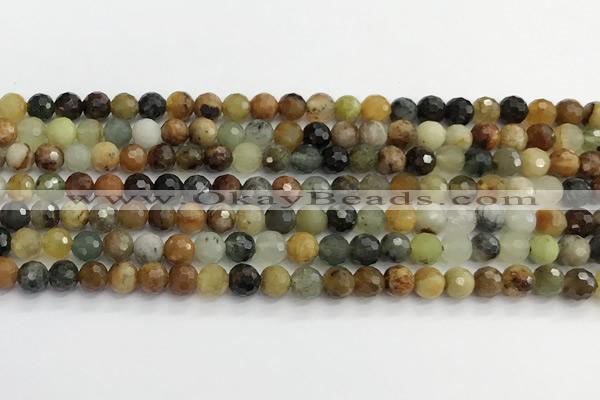 CFW218 15.5 inches 6mm faceted round flower jade beads