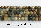 CFW220 15.5 inches 10mm faceted round flower jade beads