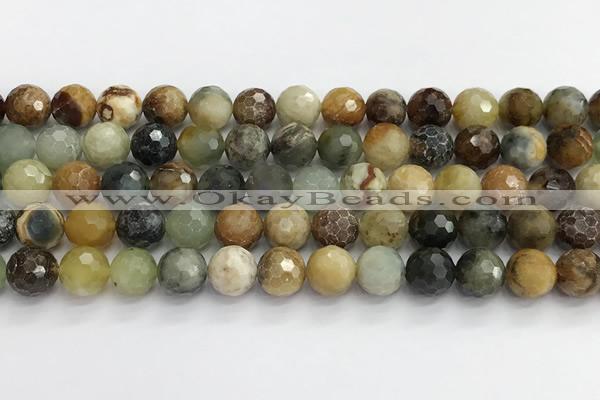 CFW220 15.5 inches 10mm faceted round flower jade beads