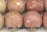 CFW63 15 inches 12mm faceted round pink wooden jasper beads