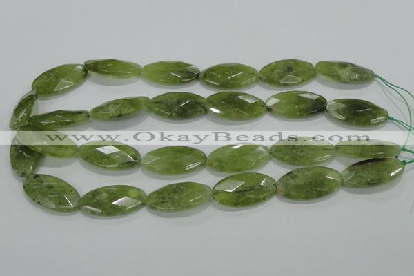 CGA104 15.5 inches 15*30mm faceted oval natural green garnet beads