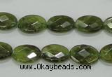 CGA107 15.5 inches 10*14mm faceted oval natural green garnet beads