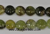 CGA212 15.5 inches 12mm flat round natural green garnet beads