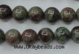 CGA305 15.5 inches 14mm round red green garnet gemstone beads