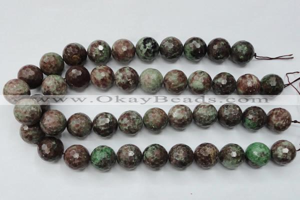 CGA314 15.5 inches 12mm faceted round red green garnet gemstone beads