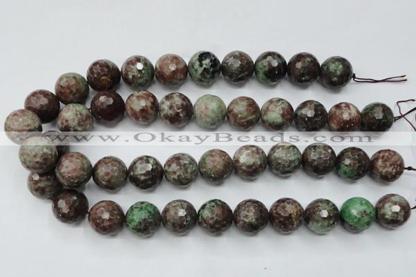 CGA315 15.5 inches 14mm faceted round red green garnet gemstone beads