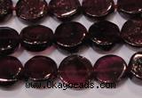 CGA383 15 inches 7mm coin natural red garnet beads wholesale