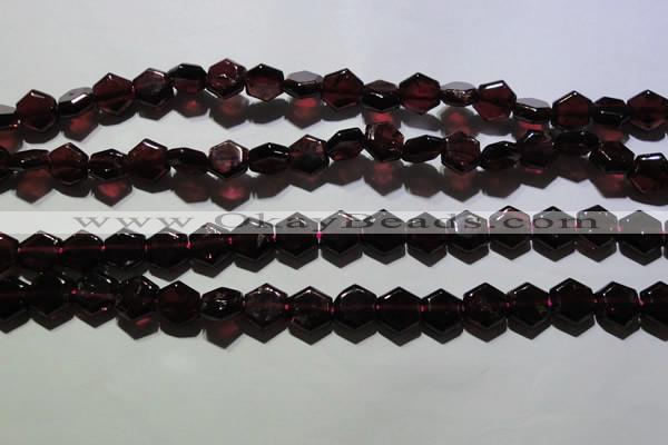 CGA411 15.5 inches 8*9mm hexagon natural red garnet beads wholesale