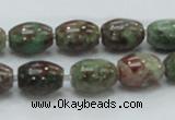 CGA53 15.5 inches 10*14mm drum red green garnet gemstone beads