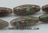 CGA55 15.5 inches 10*30mm rice red green garnet gemstone beads