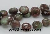 CGA58 15.5 inches 10mm flat round red green garnet gemstone beads