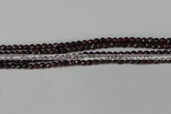 CGA661 15.5 inches 4mm faceted round red garnet beads wholesale