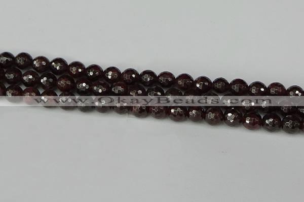 CGA663 15.5 inches 8mm faceted round red garnet beads wholesale