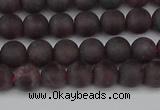 CGA671 15.5 inches 6mm round matte red garnet beads wholesale