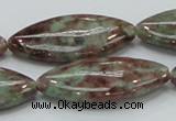 CGA70 15.5 inches 20*40mm horse eye red green garnet gemstone beads